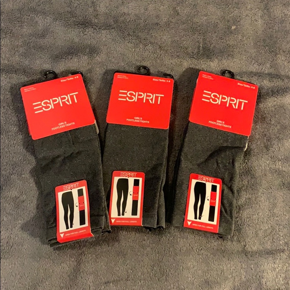 Esprit Girls Footless Tights Grey Size 4-6 3 Pair